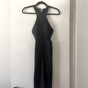 Long Black thick material dress. Great for clubbing!